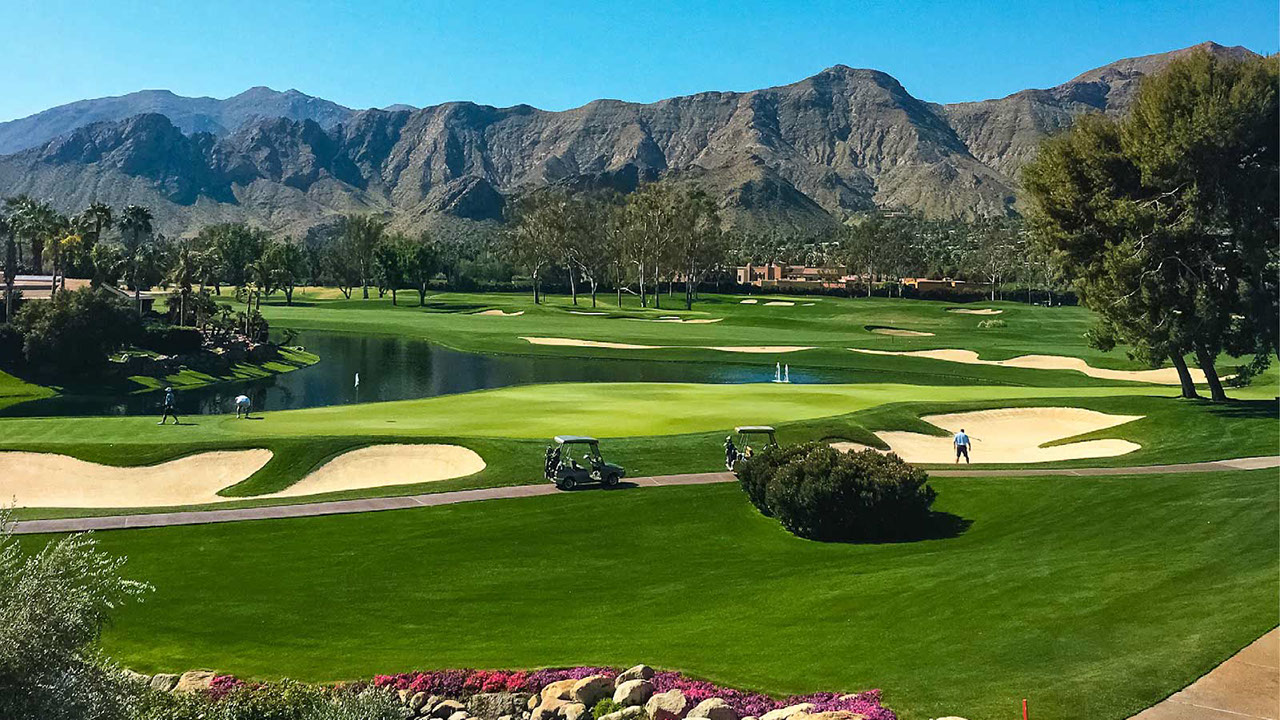 A golf course in the mountains